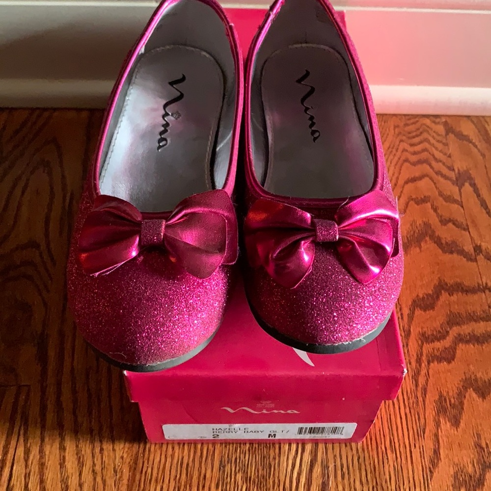 Nina dressy hot pink flats, size 2